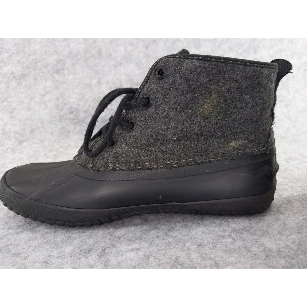 Sperry‎ Duck Boots Mens 8.5 Black Charcoal Wool Blend Lace Up Boots